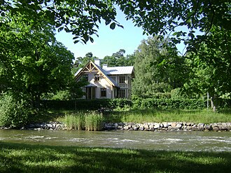 Illustration eines grünen Uferwegs auf Djurgården