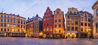 Illustration der Häuser und Gassen von Gamla Stan