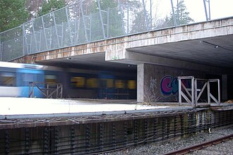 Der nie eröffnete Bahnsteig der Tunnelbanestation Kymlinge