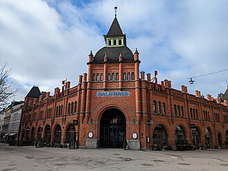 Historische Markthalle Östermalms Saluhall mit Marktständen und Gastronomie